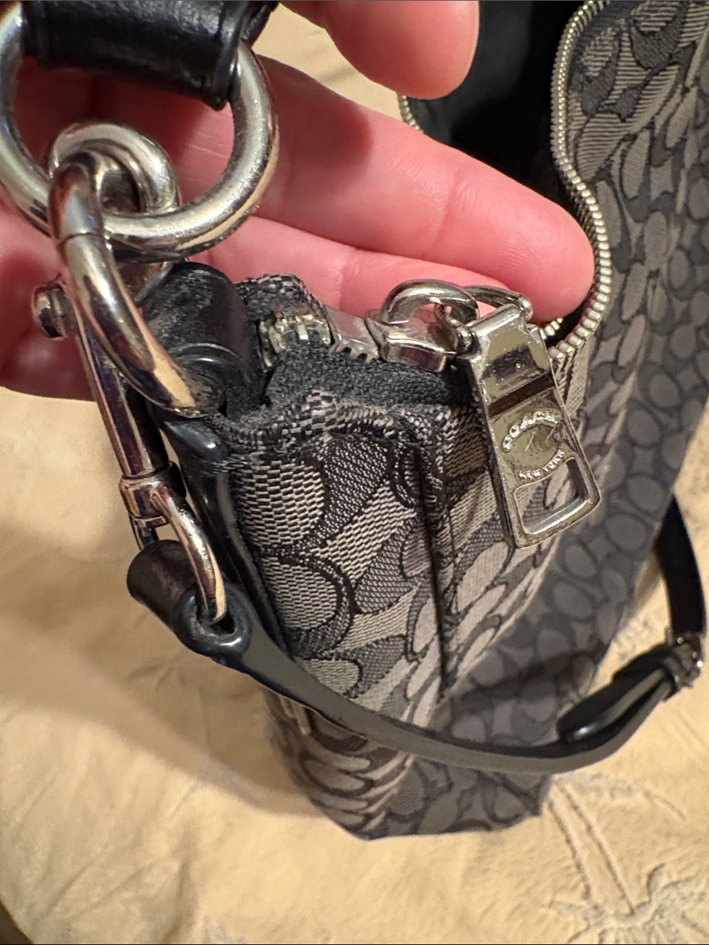 Coach Black Signature Canvas Shoulder Hobo - Picture 7 of 12